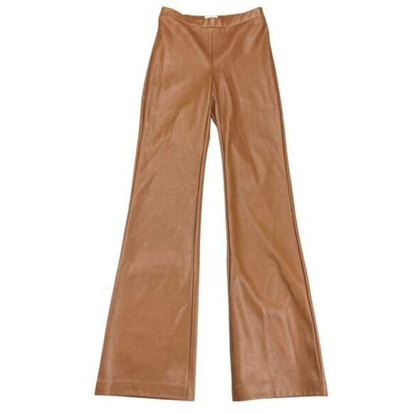 NWT WILFRED FREE Aritzia Flora Vegan Leather Bootcut Pant Sz XS Cognac - Picture 2 of 8
